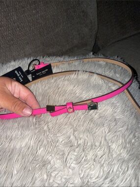 kate spade Hot Pink Slim Bow Belt with Gold Hardware